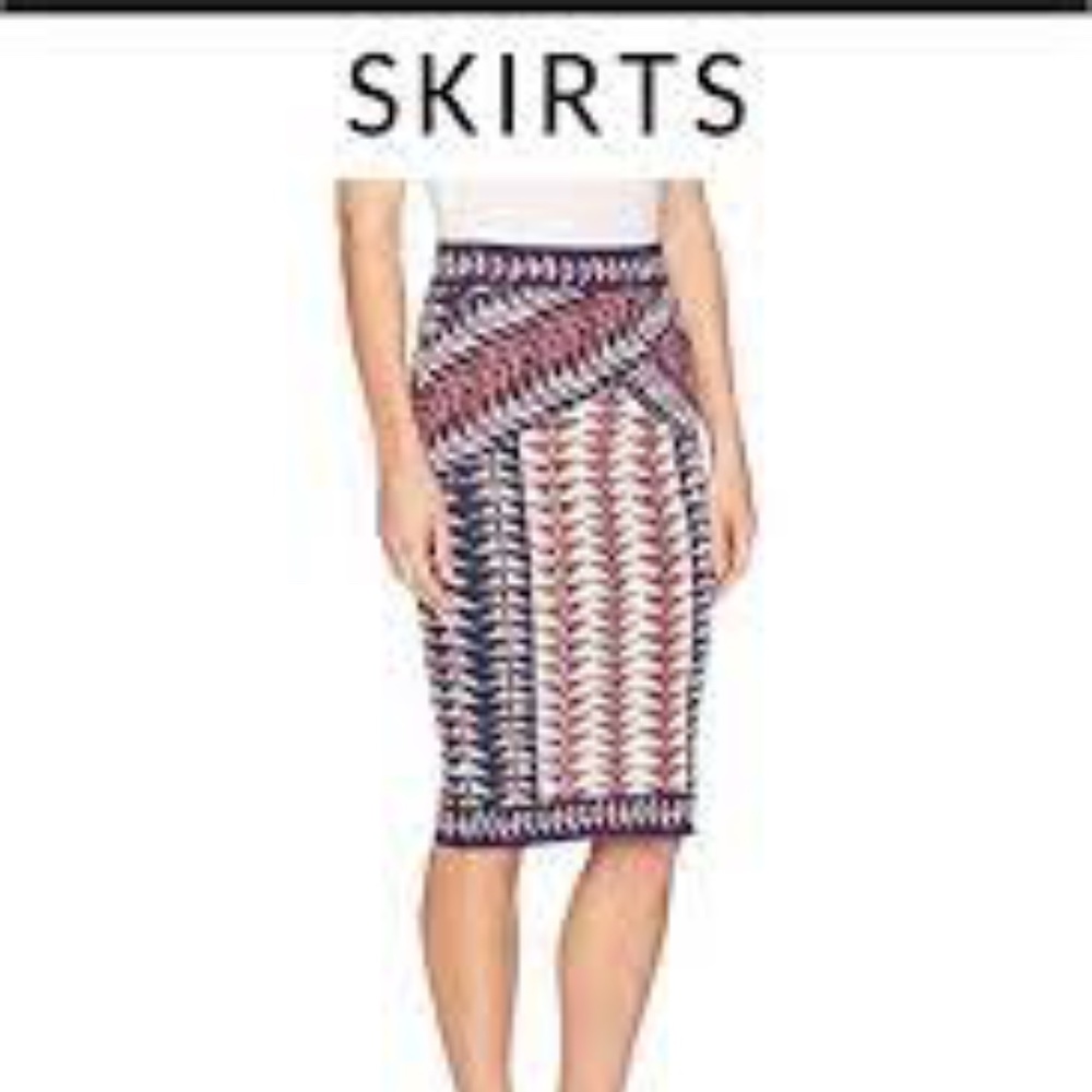 BCBG Stretch Knit Geo Print Pencil Skirt